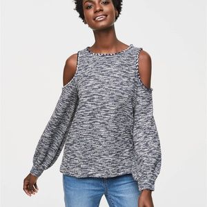 NWT LOFT Textured Spacedye Cold Shoulder Top size L // 26